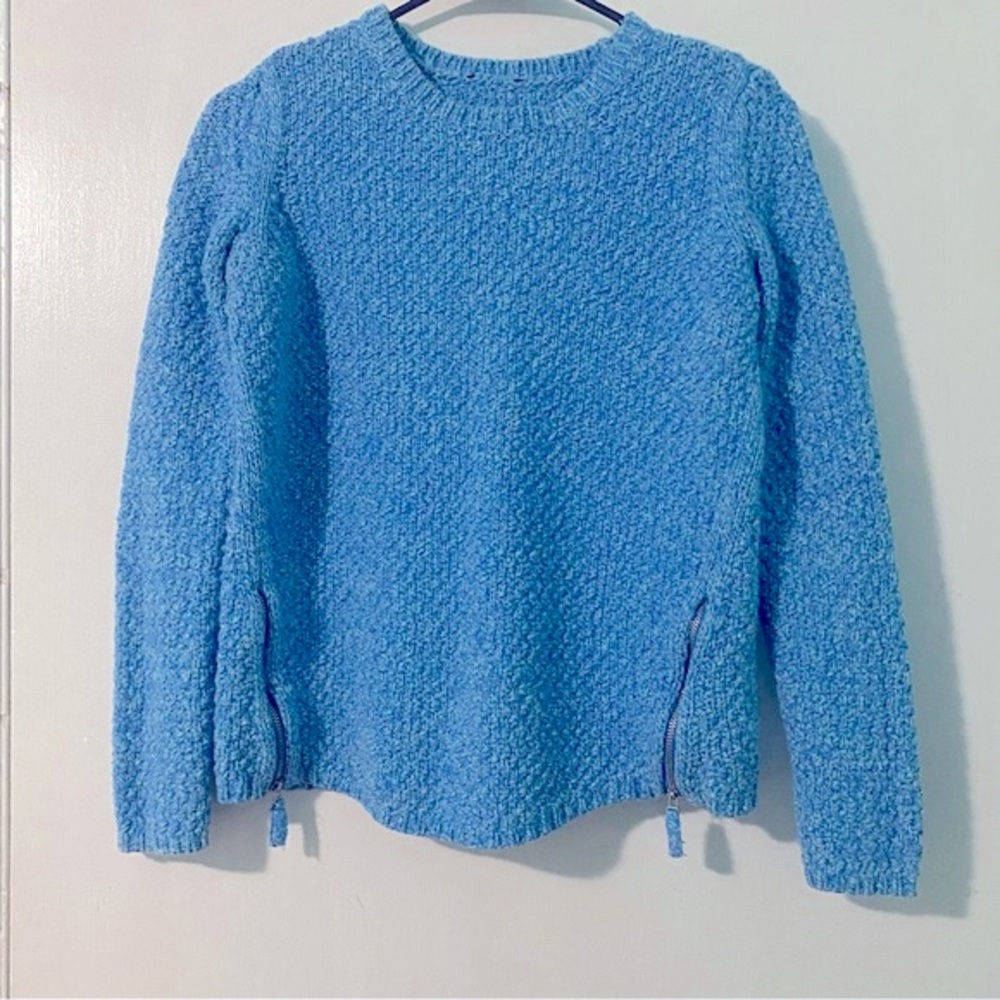 Quality baby blue cable knit sweater